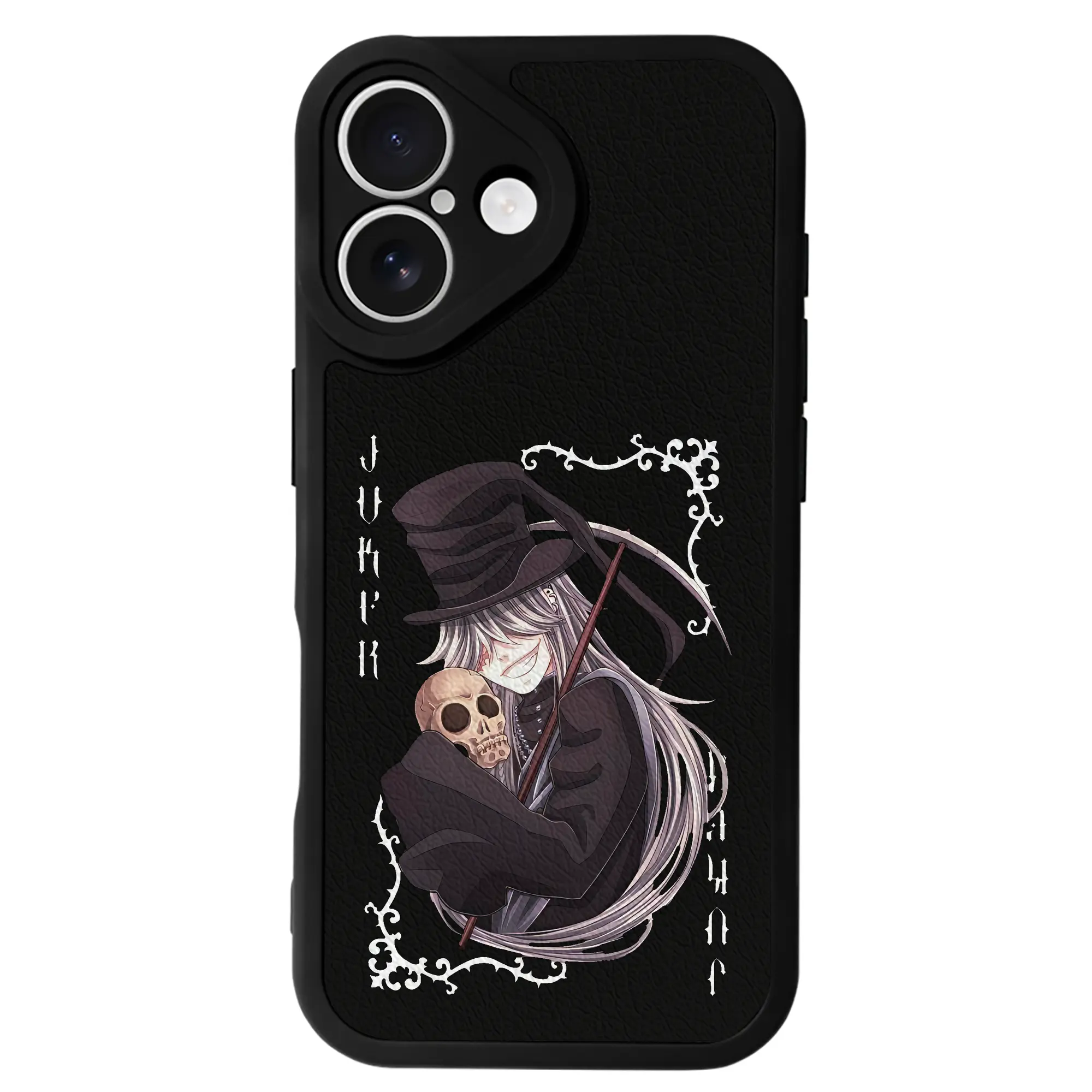 黒執事 グッズ,葬儀屋 - IPhone 16シリーズ対応 ・ シリコンスマホケース ・ レザー調 ・ 高精度フィット ・ 耐衝撃 ・ ワイヤレス充電対応 ・ 精密カット